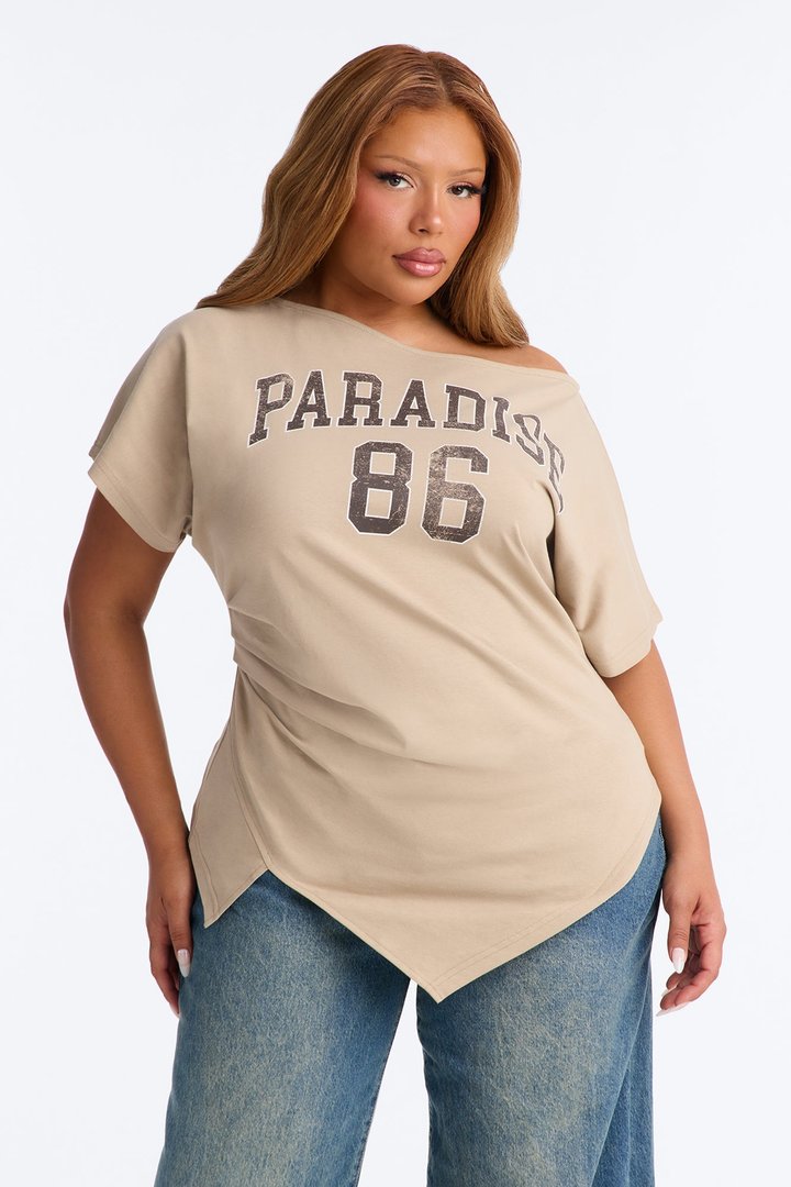 Lucky Paradise Cinched Waist Top - Taupe