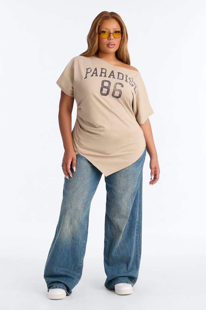 Lucky Paradise Cinched Waist Top - Taupe