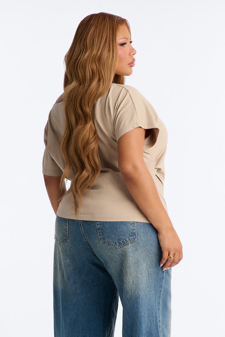 Lucky Paradise Cinched Waist Top - Taupe