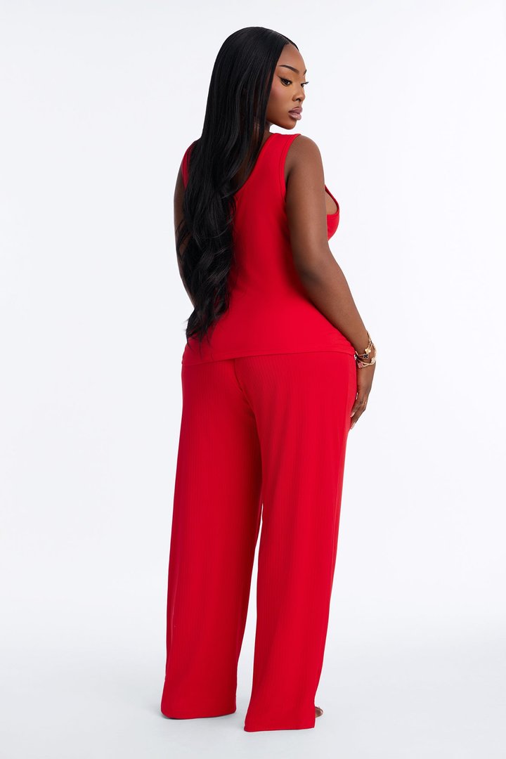 Always Comfy Ribbed Tank PJ Pant Set - Red