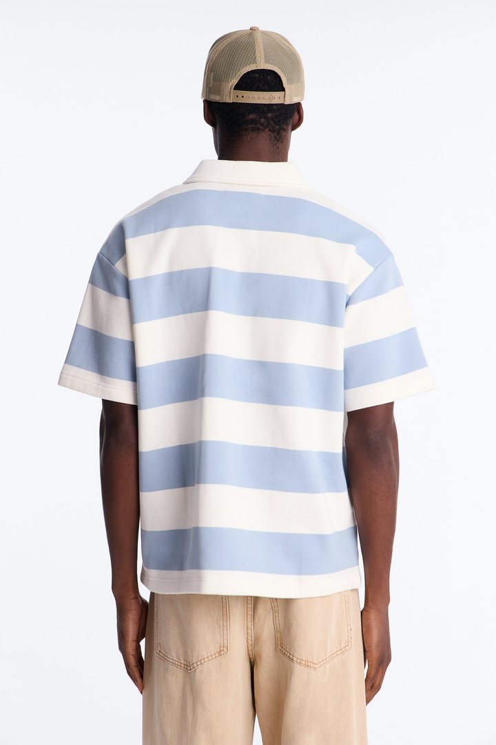 Racer 38 Stripe Fleece Polo - Blue/combo