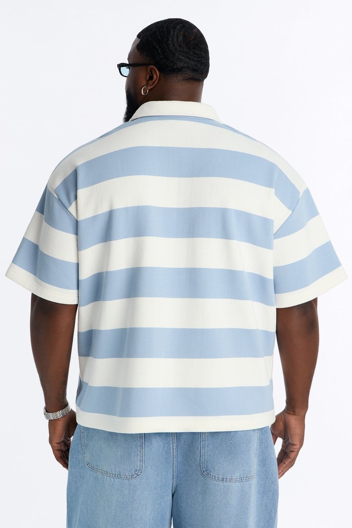 Racer 38 Stripe Fleece Polo - Blue/combo