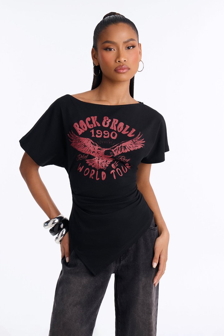 1990's Rock N Roll Cinched Top - Black