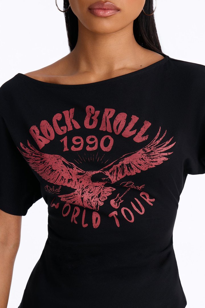 1990's Rock N Roll Cinched Top - Black