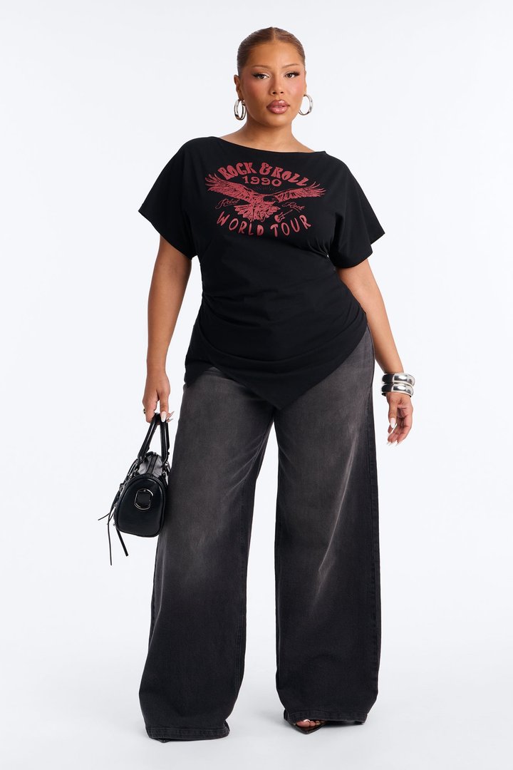1990's Rock N Roll Cinched Top - Black