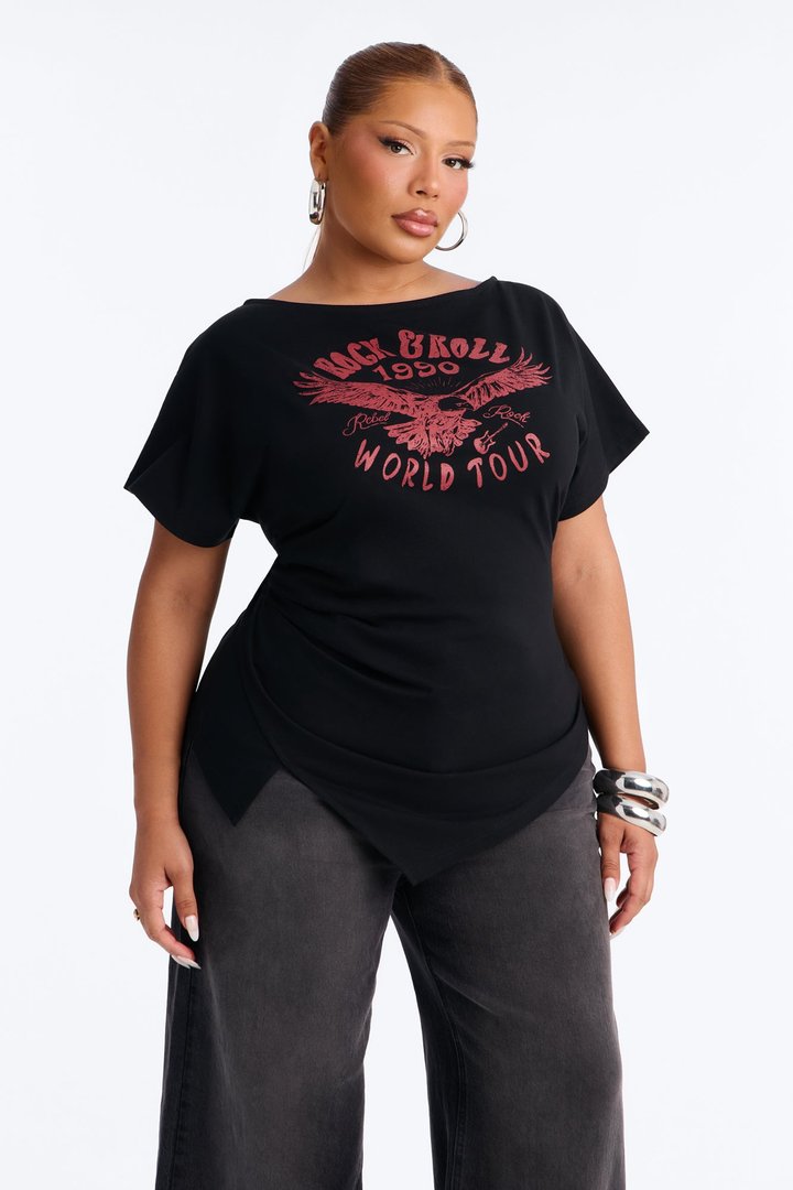 1990's Rock N Roll Cinched Top - Black