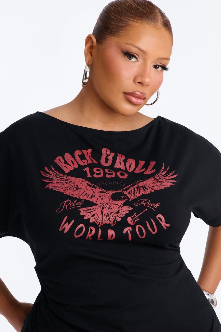 1990's Rock N Roll Cinched Top - Black