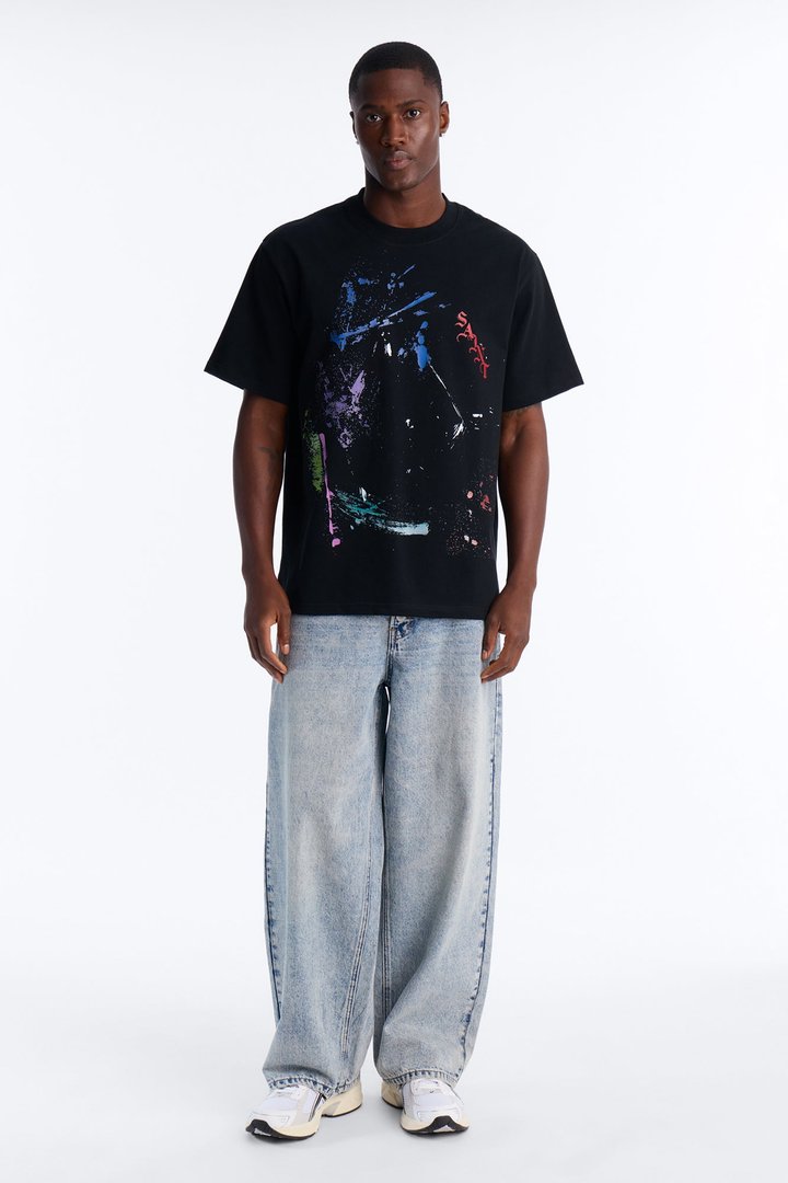 Saints Splatter Extra Heavyweight Oversized Short Sleeve Tee - Black