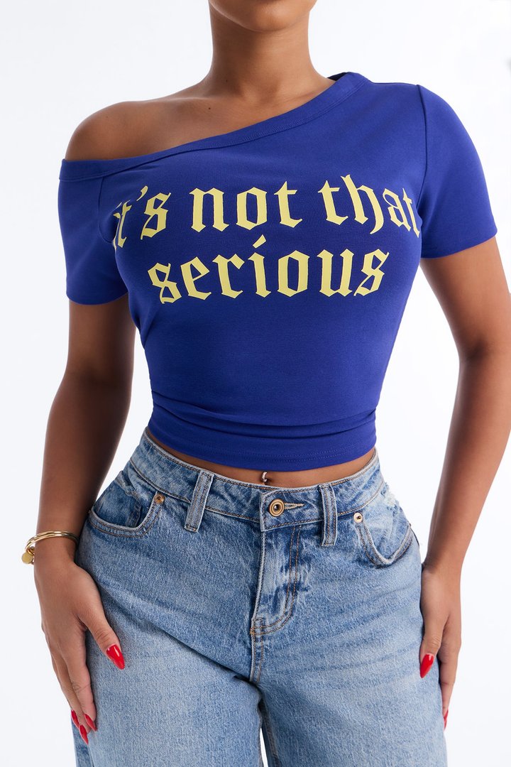 It's Not That Serious Off Shoulder Top - Navy