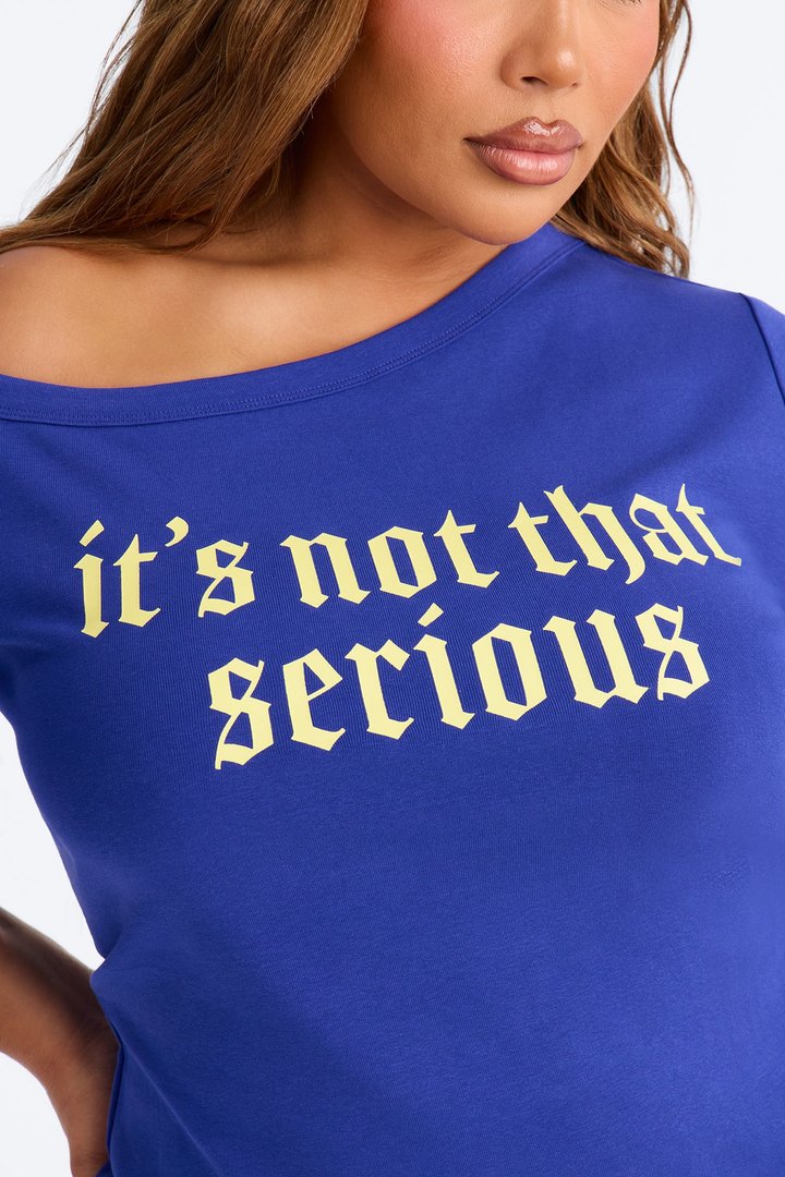 It's Not That Serious Off Shoulder Top - Navy