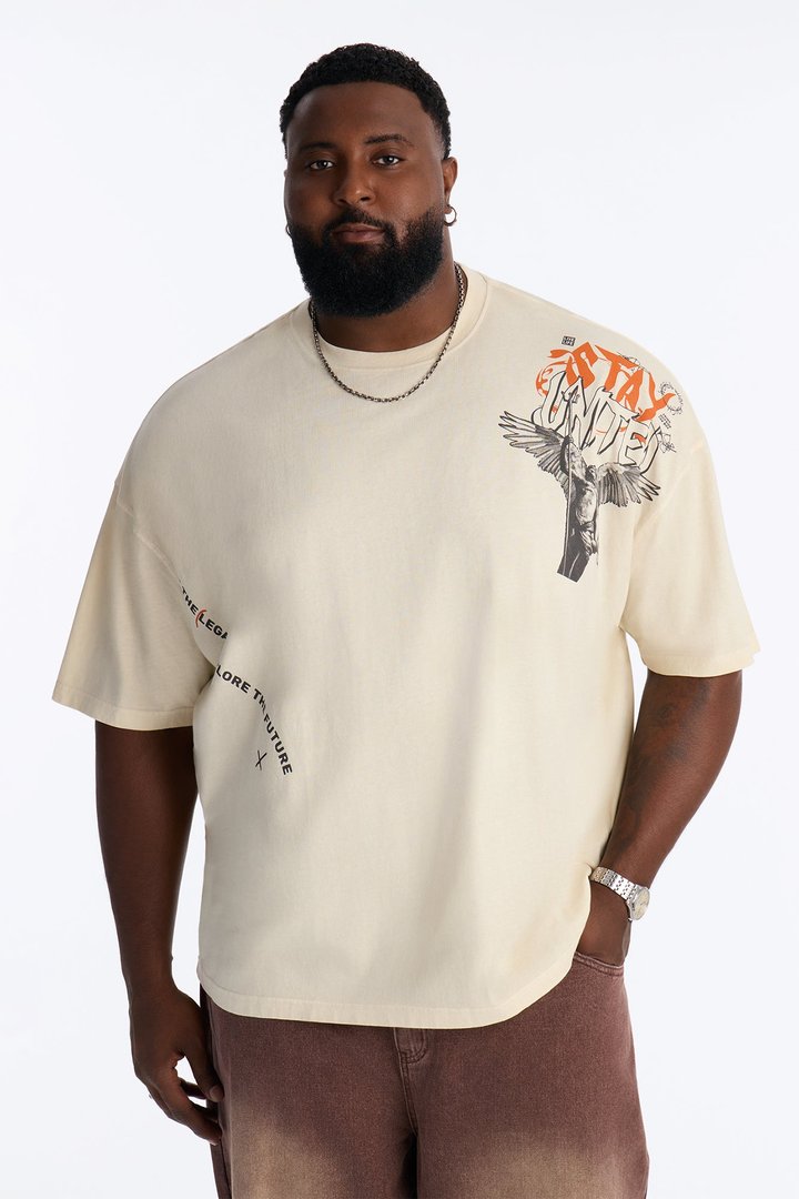 Stay United Oversized Short Sleeve Tee - Cream
