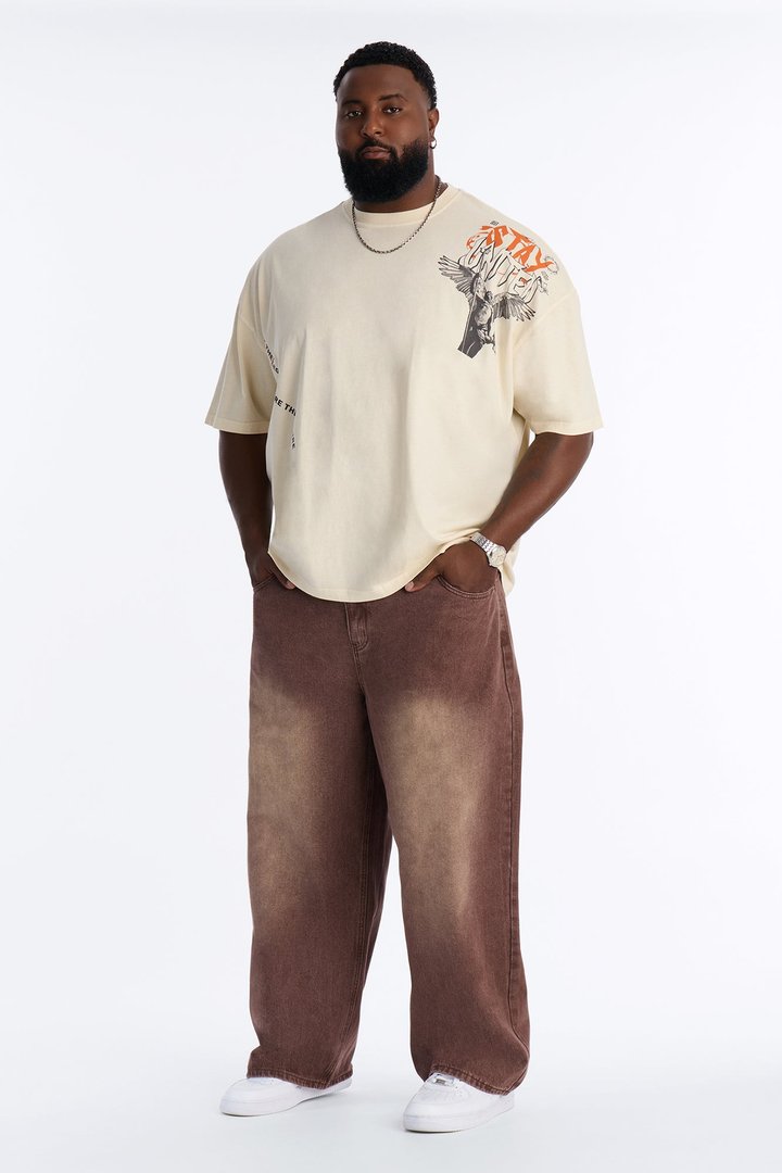 Stay United Oversized Short Sleeve Tee - Cream