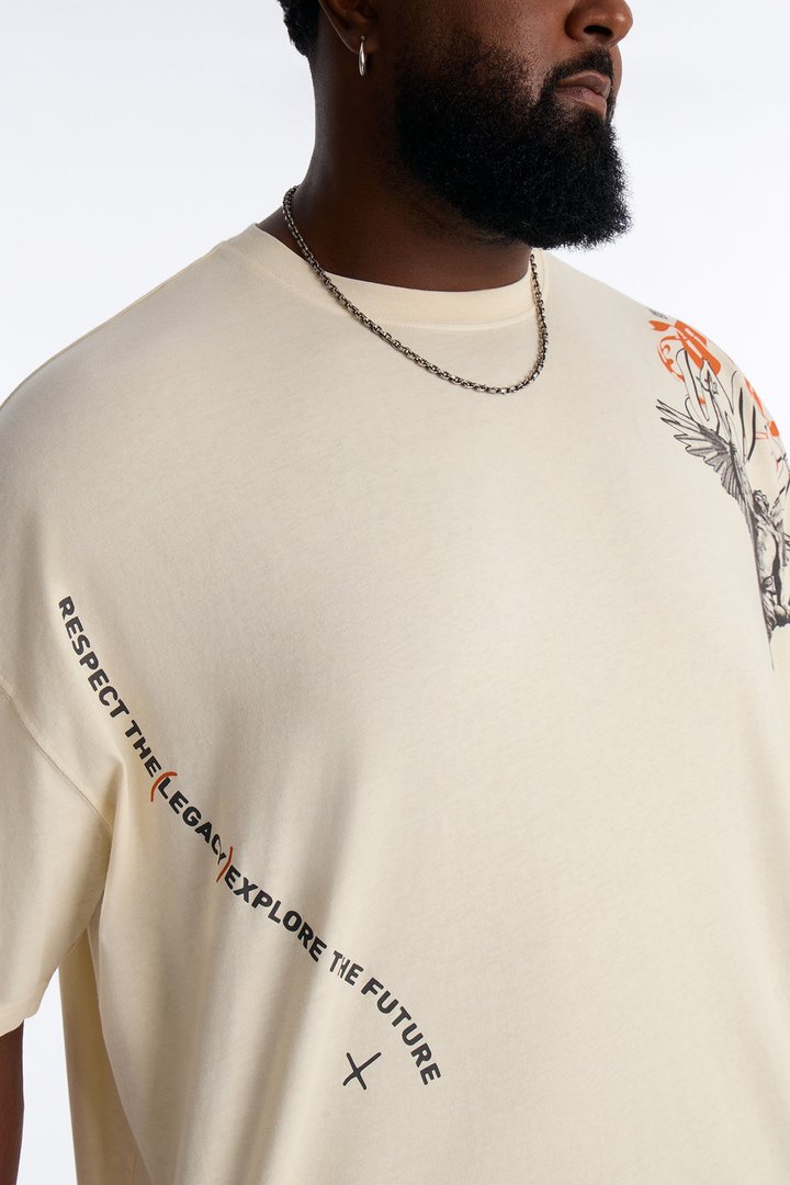 Stay United Oversized Short Sleeve Tee - Cream