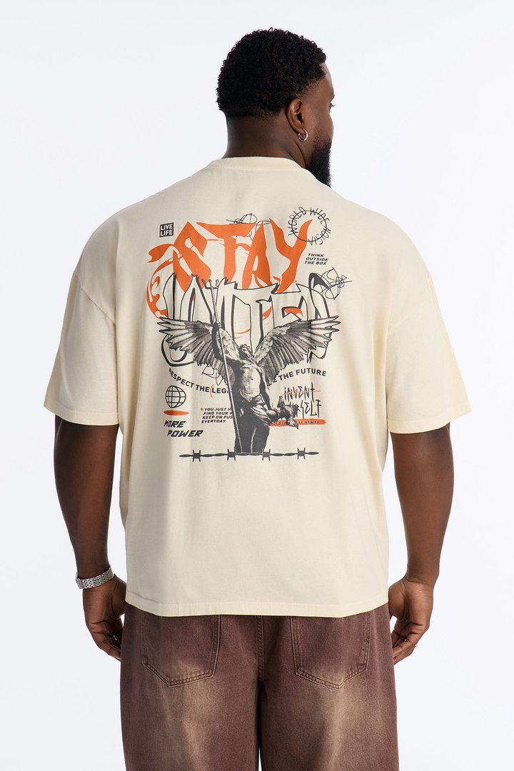 Stay United Oversized Short Sleeve Tee - Cream