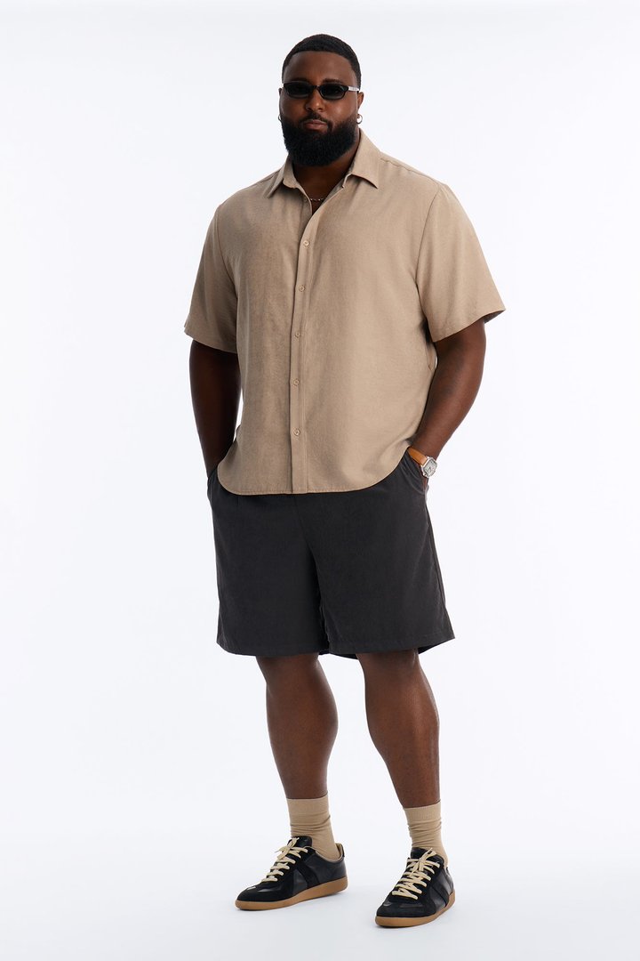 Neo Faux Suede Relaxed Trouser Short - Black