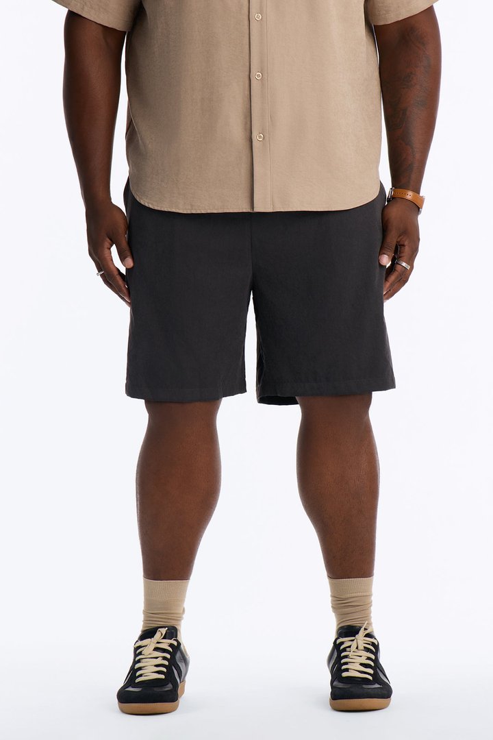 Neo Faux Suede Relaxed Trouser Short - Black