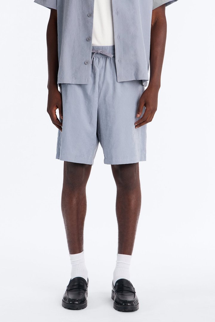Neo Faux Suede Relaxed Trouser Short - Slate Blue