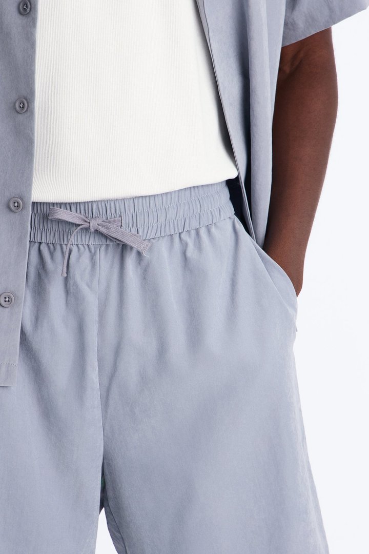 Neo Faux Suede Relaxed Trouser Short - Slate Blue