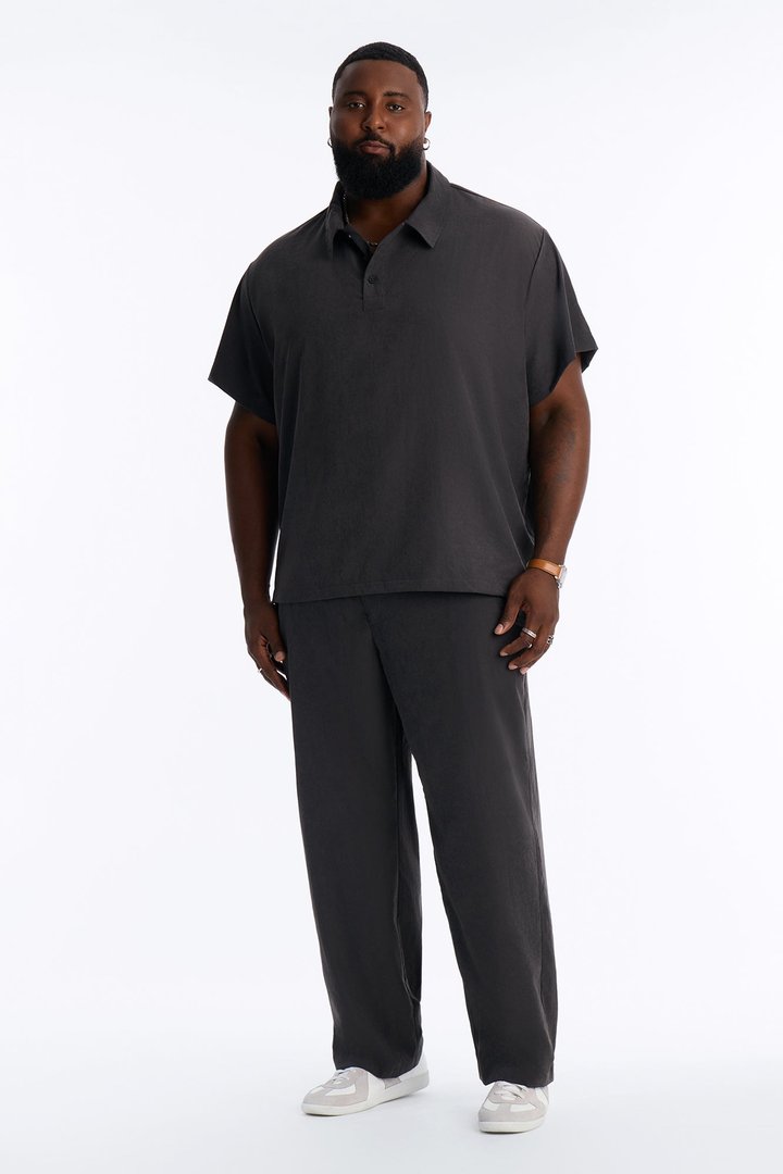 Neo Faux Suede Straight Leg Trouser - Black