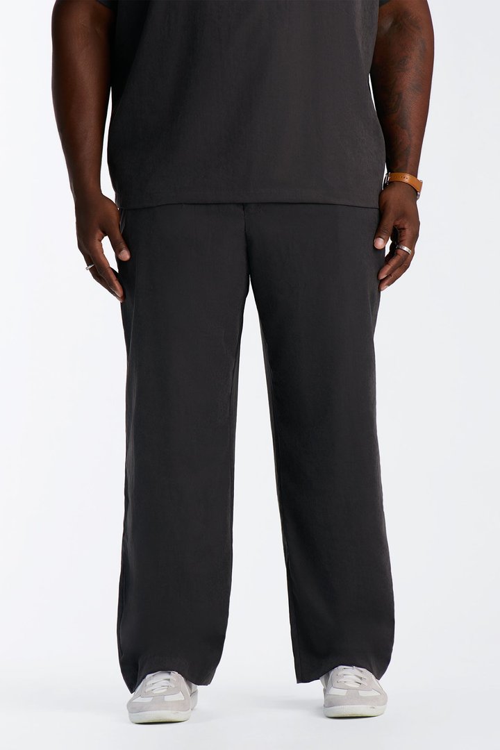 Neo Faux Suede Straight Leg Trouser - Black