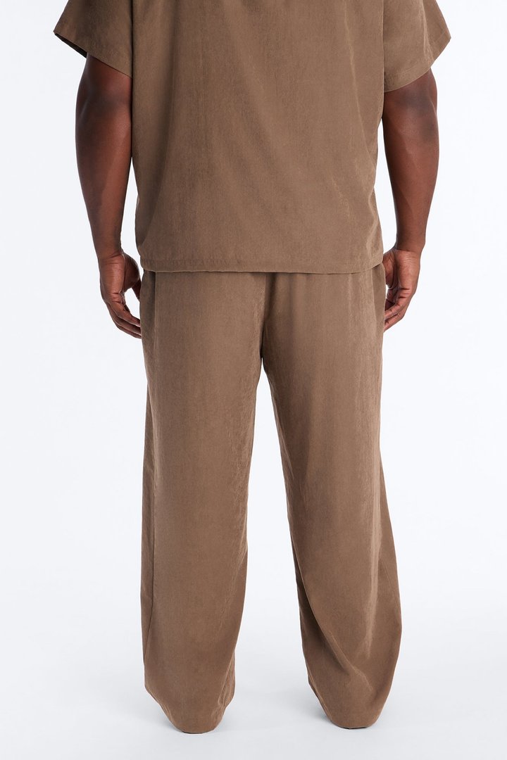 Neo Faux Suede Straight Leg Trouser - Brown