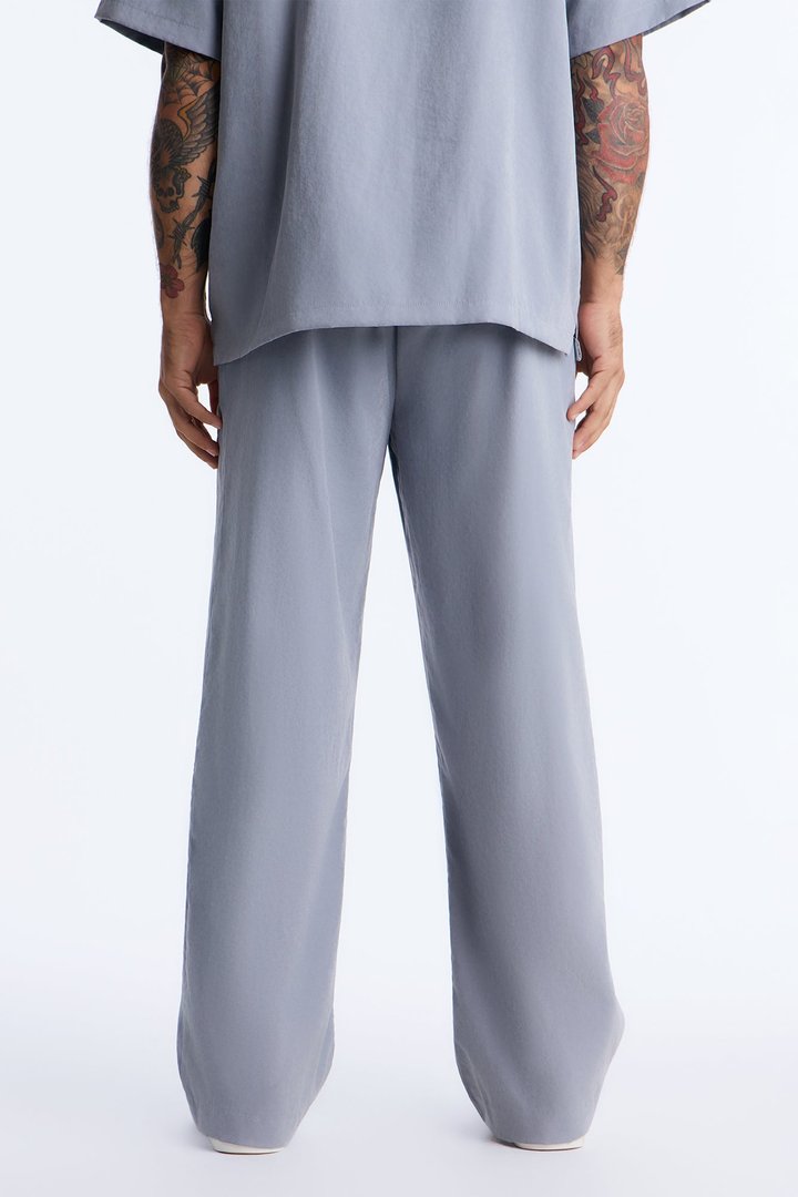 Neo Faux Suede Straight Leg Trouser - Slate Blue