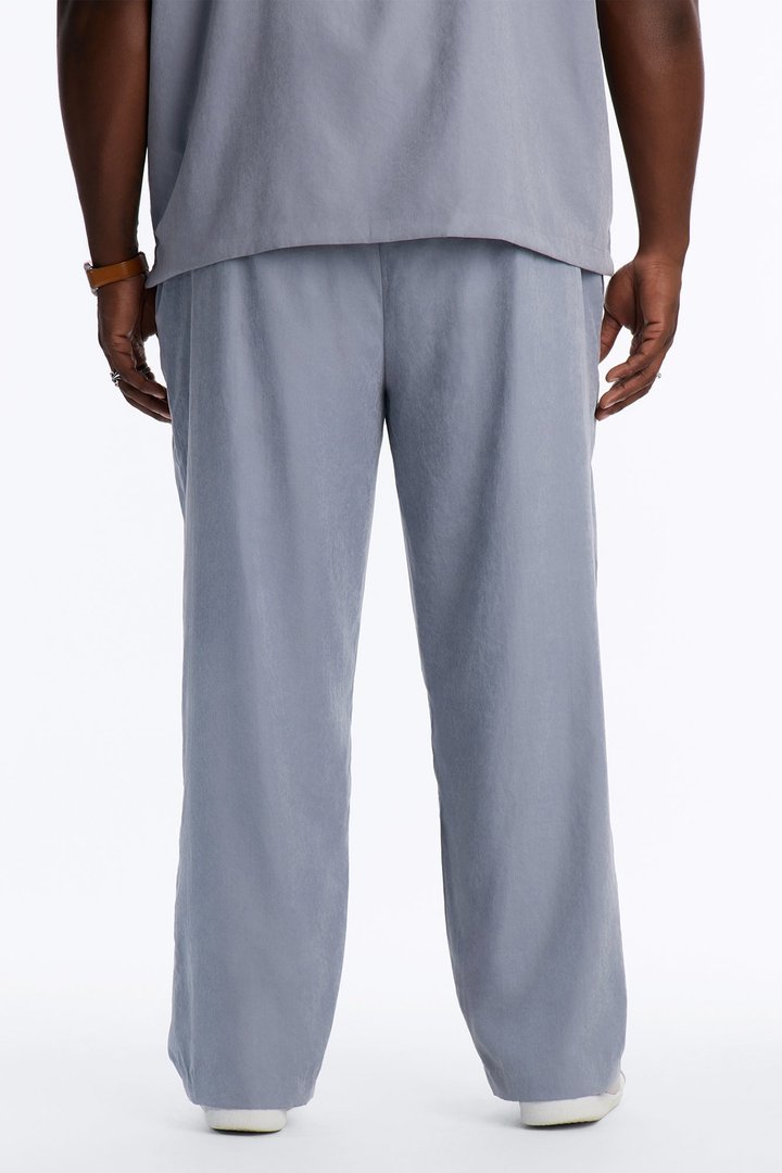 Neo Faux Suede Straight Leg Trouser - Slate Blue
