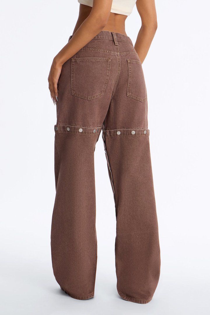 Laurel Canyon Snap Straight Leg Jeans - Brown