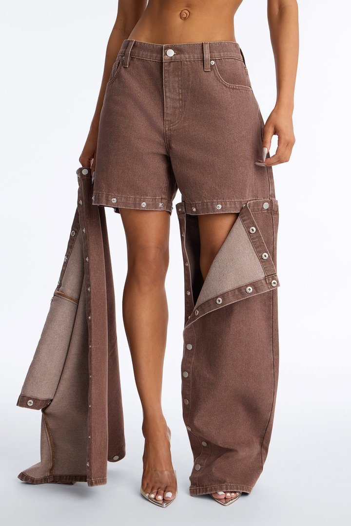 Laurel Canyon Snap Straight Leg Jeans - Brown