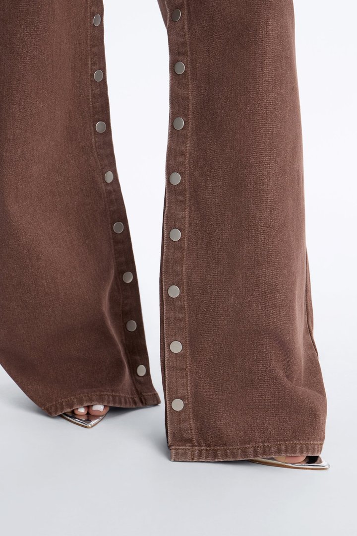 Laurel Canyon Snap Straight Leg Jeans - Brown