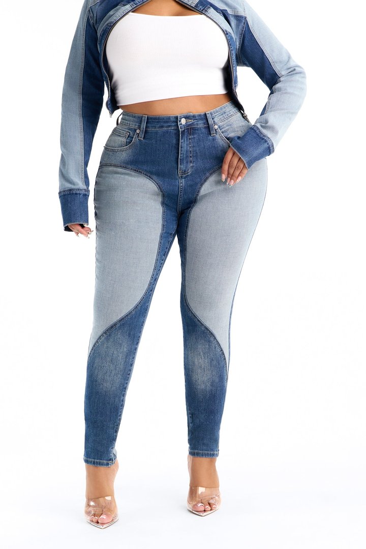 Tall Coronado Two Tone Moto Skinny Jeans - Medium Wash