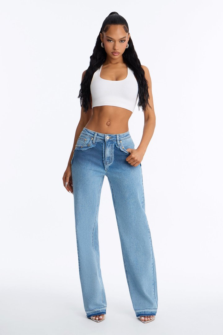 Sound Check Studded Straight Leg Jeans - Medium Wash