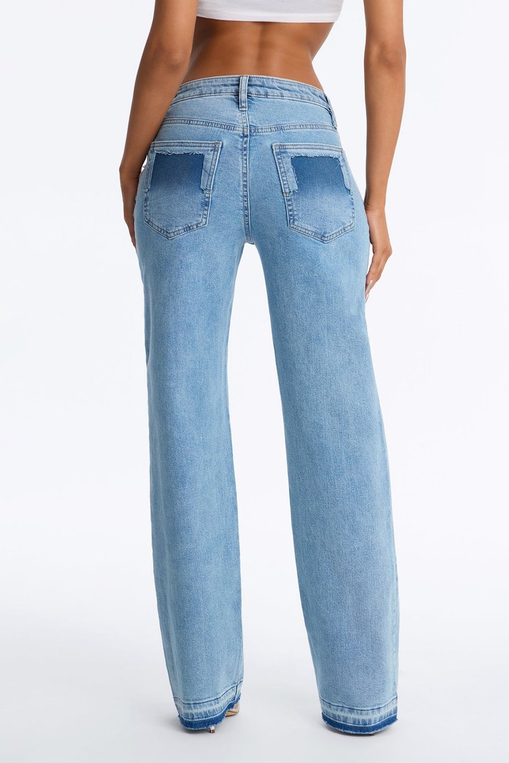 Sound Check Studded Straight Leg Jeans - Medium Wash