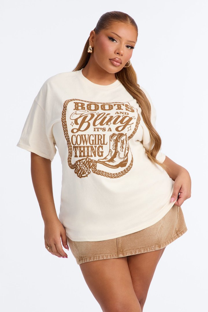 Boots And Bling Cowgirl Thing Tee - Off White