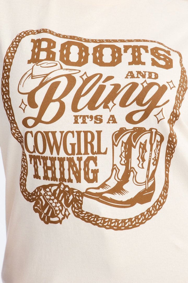 Boots And Bling Cowgirl Thing Tee - Off White