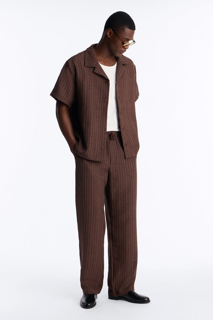 Off Stitch Relaxed Cuban Collar Shirt - Brown/combo