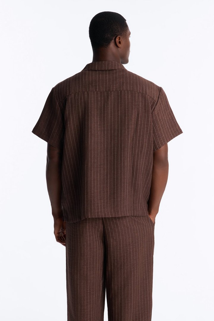 Off Stitch Relaxed Cuban Collar Shirt - Brown/combo