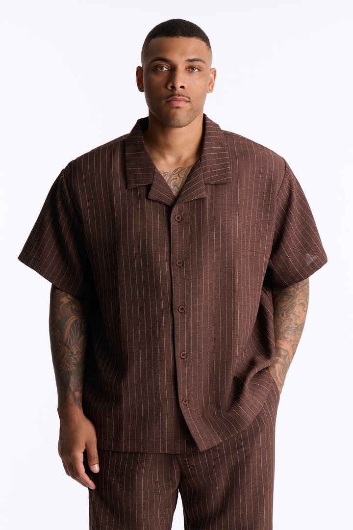 Off Stitch Relaxed Cuban Collar Shirt - Brown/combo