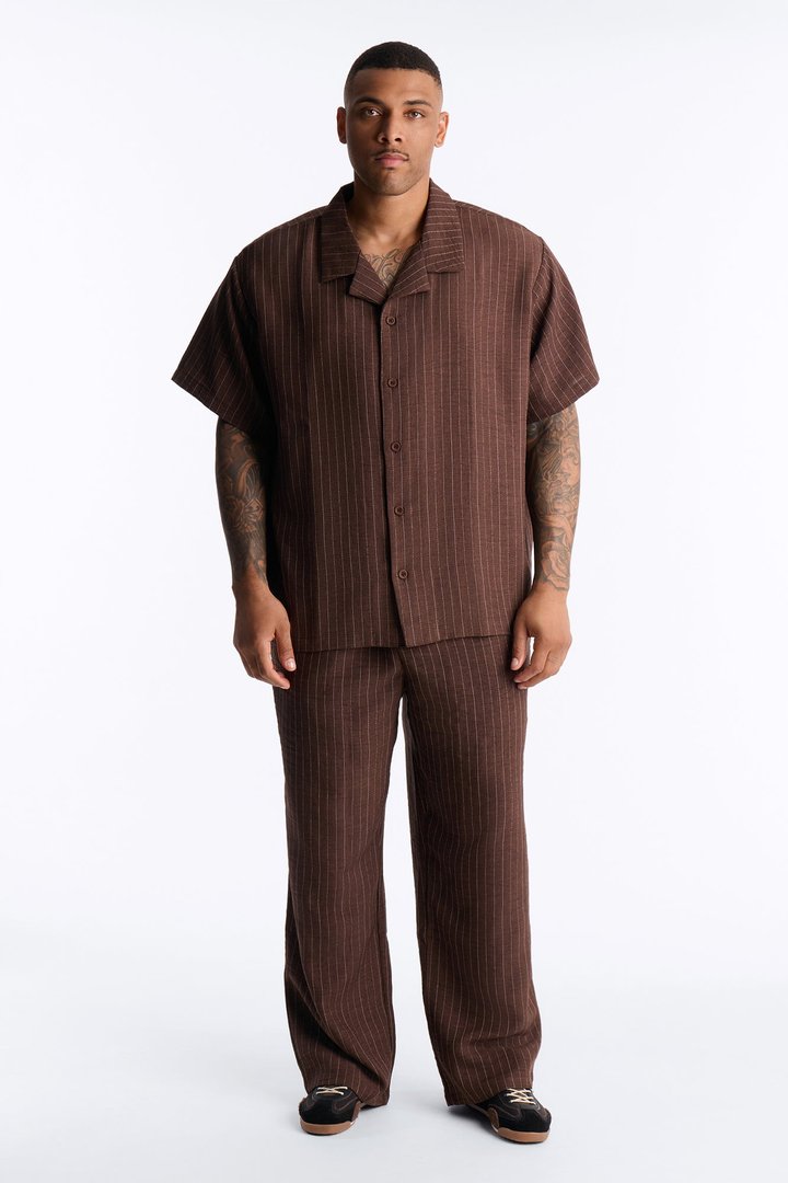 Off Stitch Relaxed Cuban Collar Shirt - Brown/combo