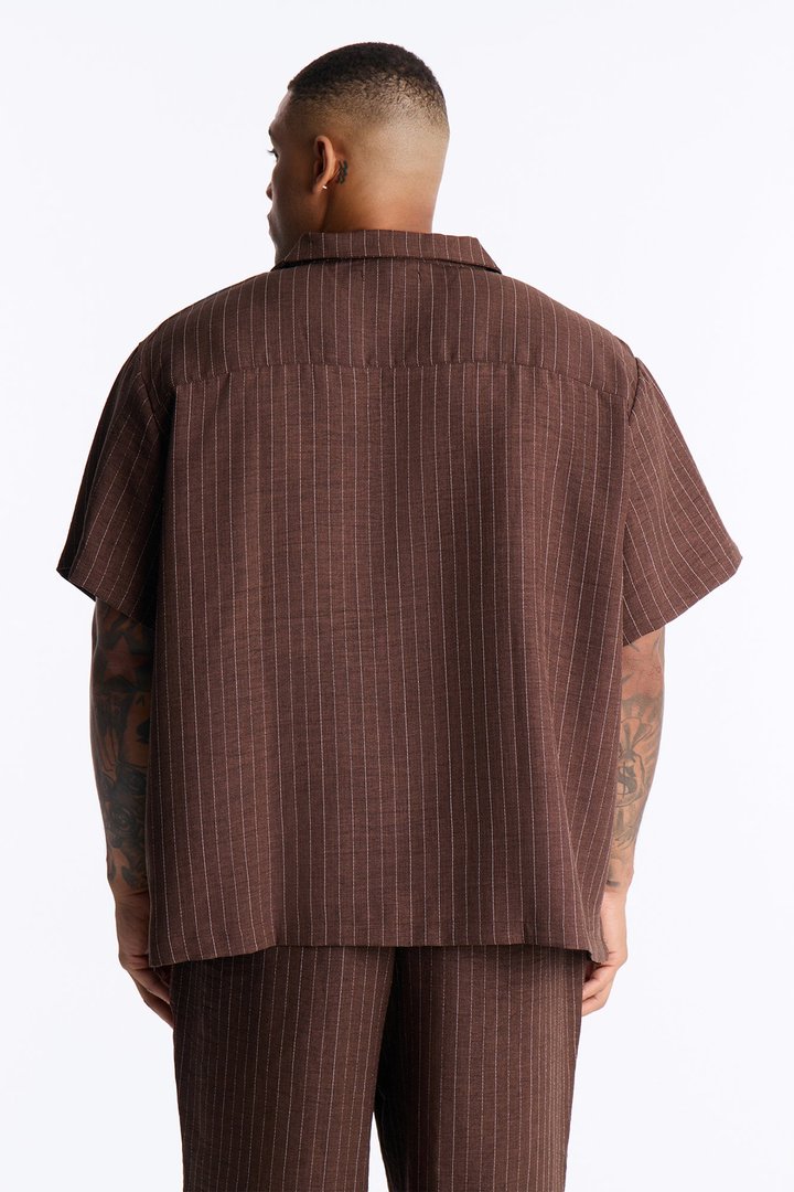 Off Stitch Relaxed Cuban Collar Shirt - Brown/combo