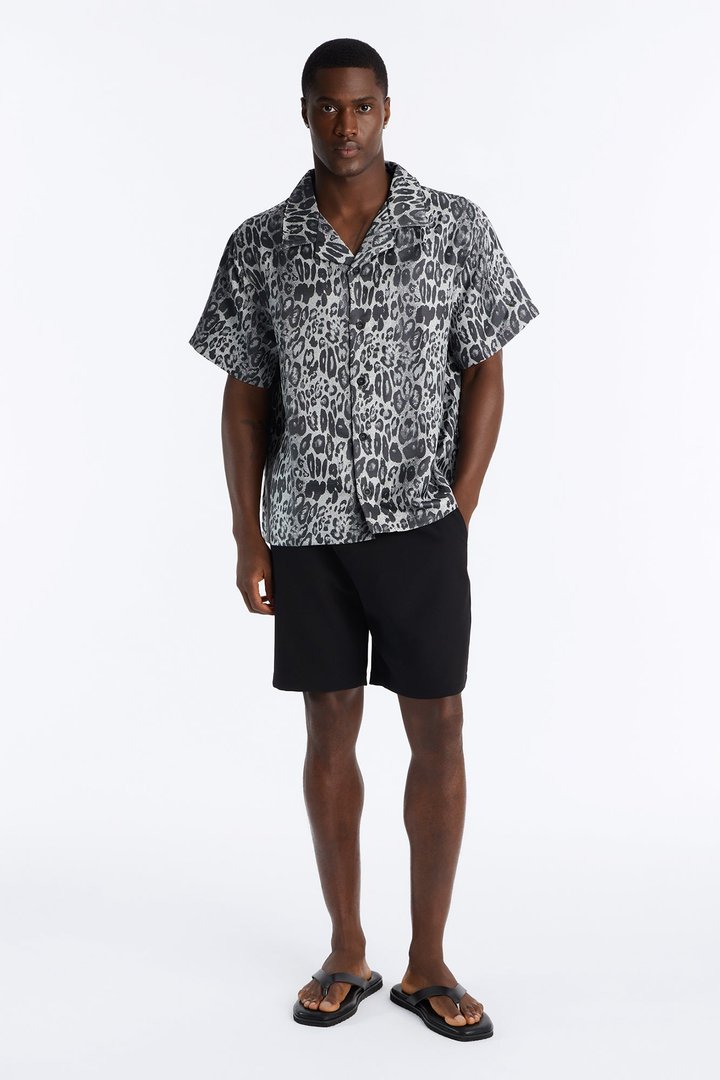 Night Prowl Relaxed Cuban Collar Shirt - Grey/combo