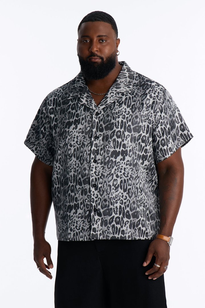 Night Prowl Relaxed Cuban Collar Shirt - Grey/combo