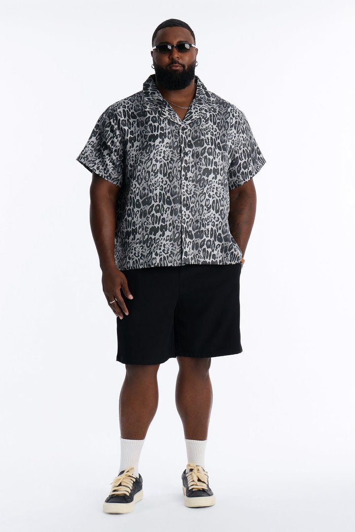 Night Prowl Relaxed Cuban Collar Shirt - Grey/combo