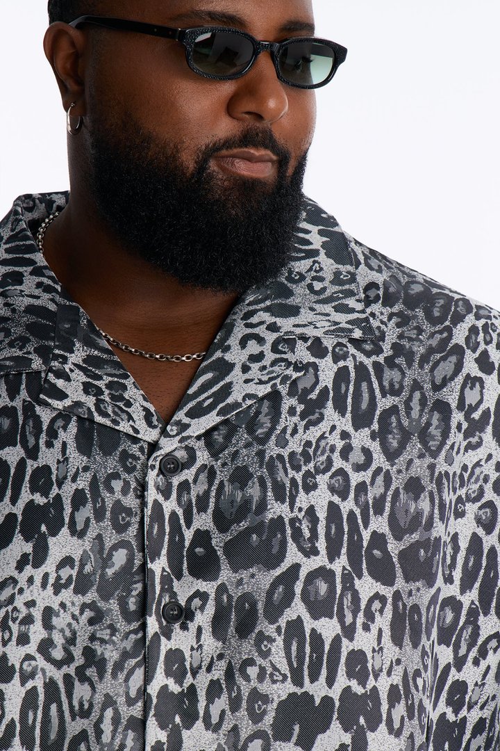 Night Prowl Relaxed Cuban Collar Shirt - Grey/combo