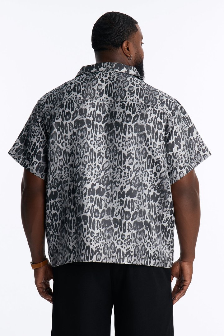 Night Prowl Relaxed Cuban Collar Shirt - Grey/combo