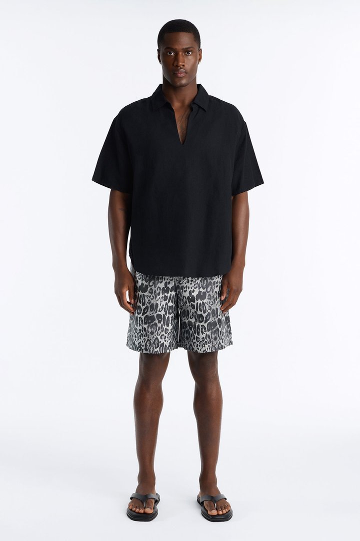 Onyx Leopard Relaxed Short - Grey/combo
