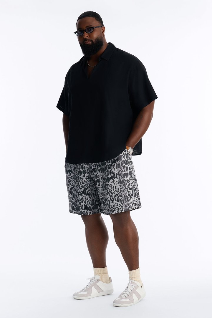 Onyx Leopard Relaxed Short - Grey/combo