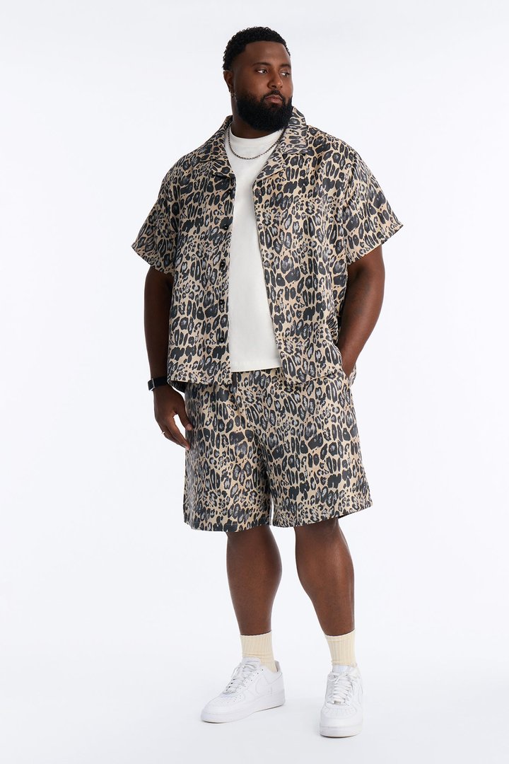 Onyx Leopard Relaxed Short - Khaki/combo