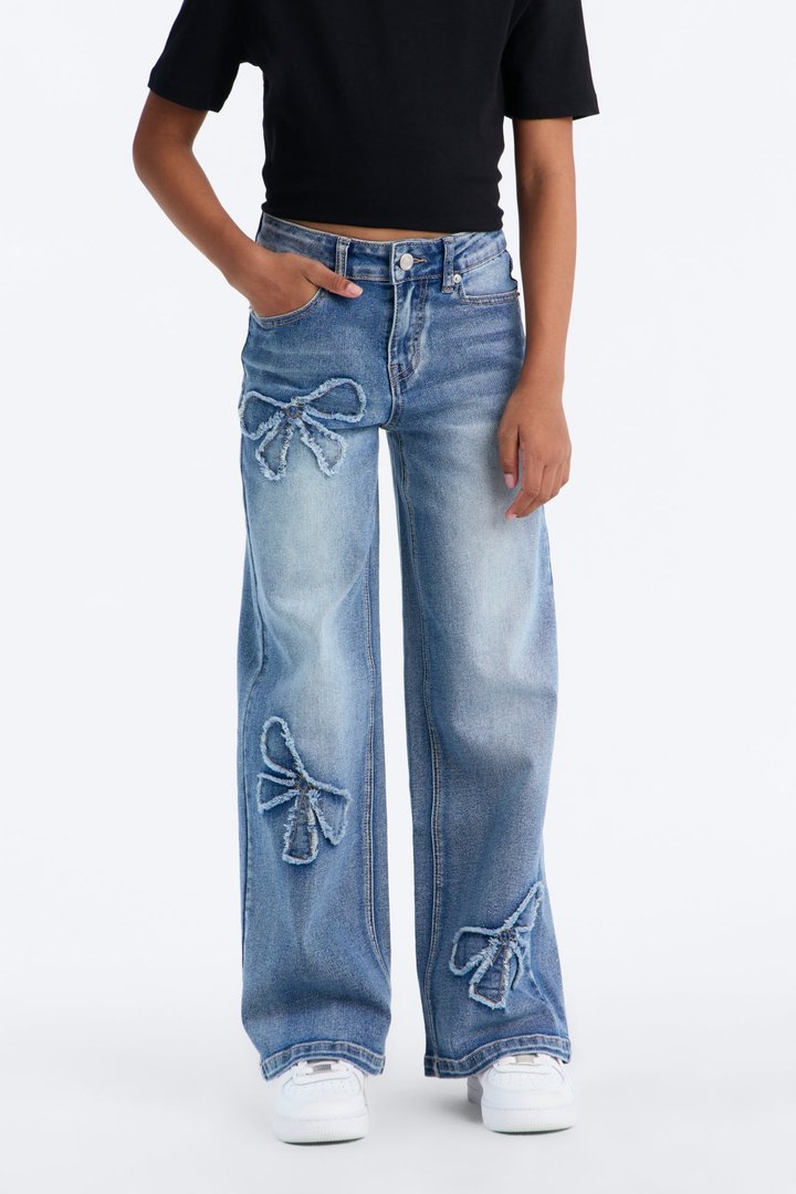 Mini Bows For Days Wide Leg Jeans - Medium Wash