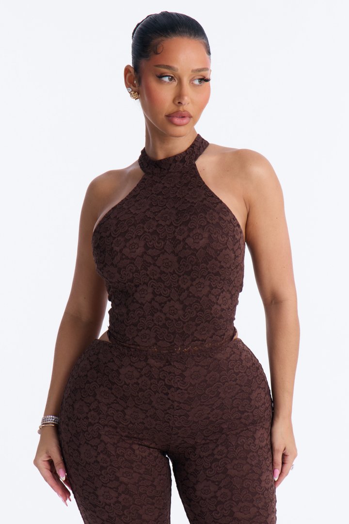 Sweet Lace Capri Set - Chocolate